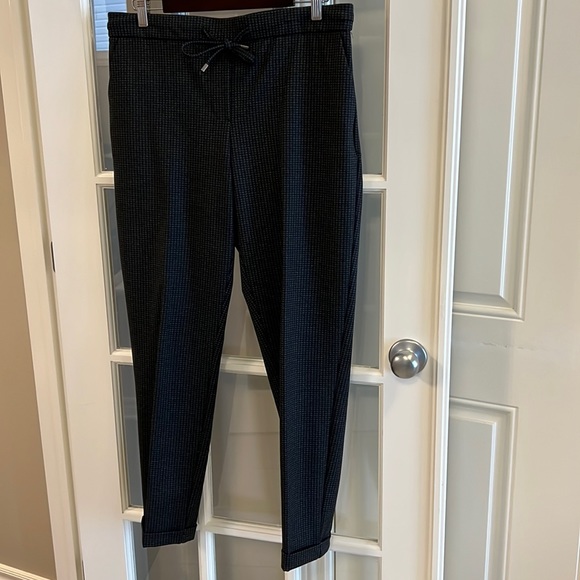 Reitmans High Waisted Dark Grey Houndstooth Drawstring Waist Trouser Size 12 - Picture 6 of 6